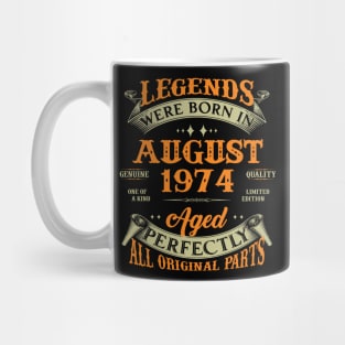 49th Birthday Gift Legends Born In August 1974 49 Years Old Mug